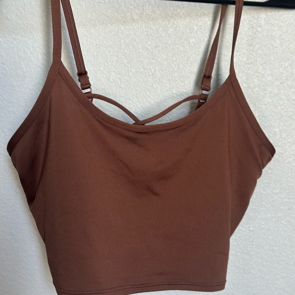 Brown Strappy Cami Active Tank Top